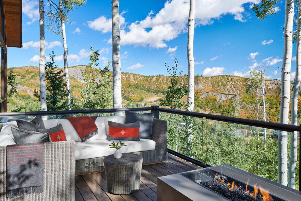 Outdoor patio layout in Snowmass Mountaintop retreat - interior by Cathers Home