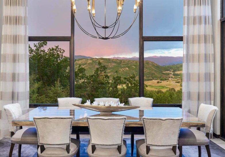 Snowmass Hillside Luxury dining area and chandelier